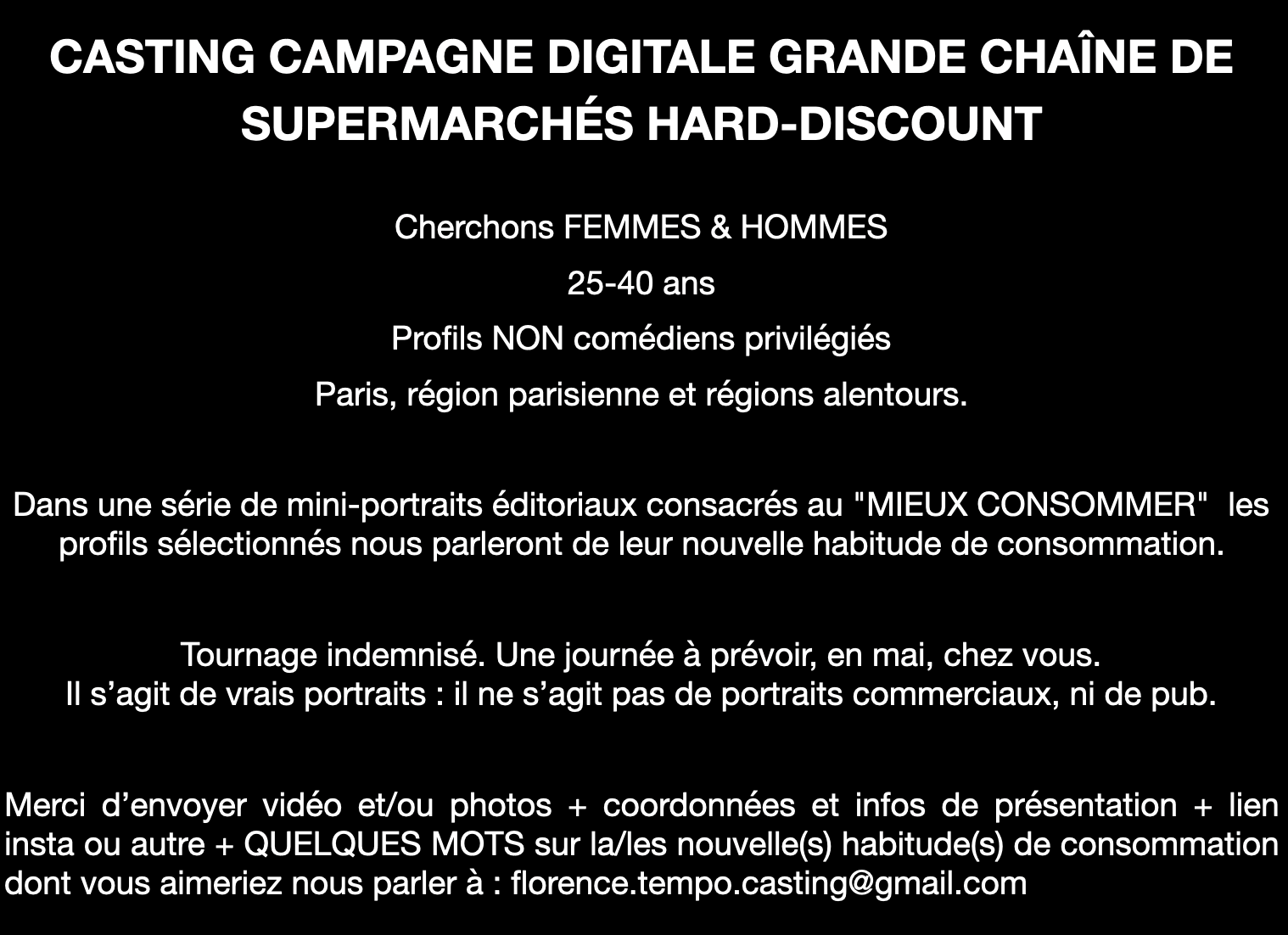 Casting témoins pour une campagne digitale d&rsquo;une grande chaîne de supermarchés Hard Discount
