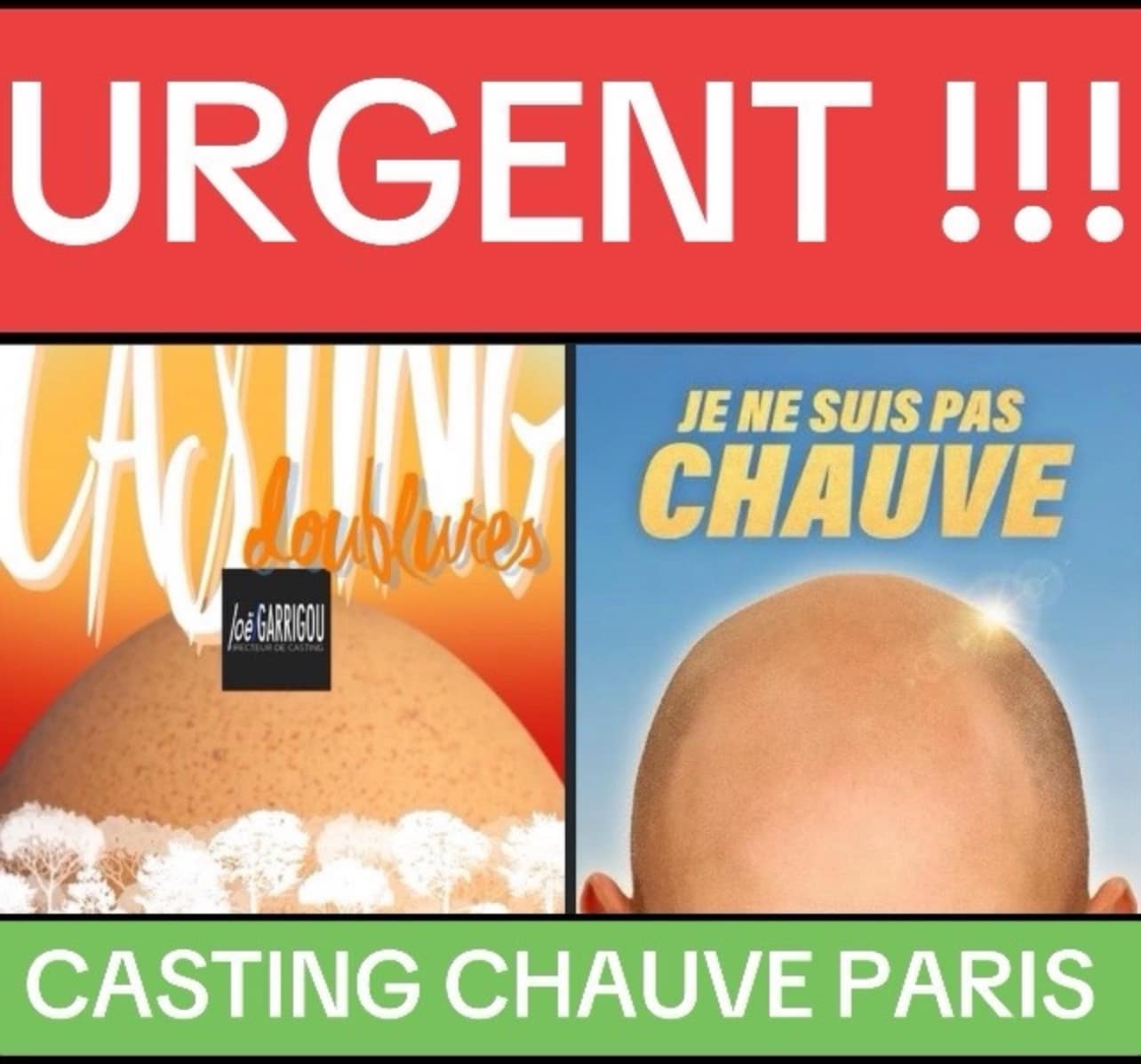Casting homme chauve à Paris pour une doublure dans un film