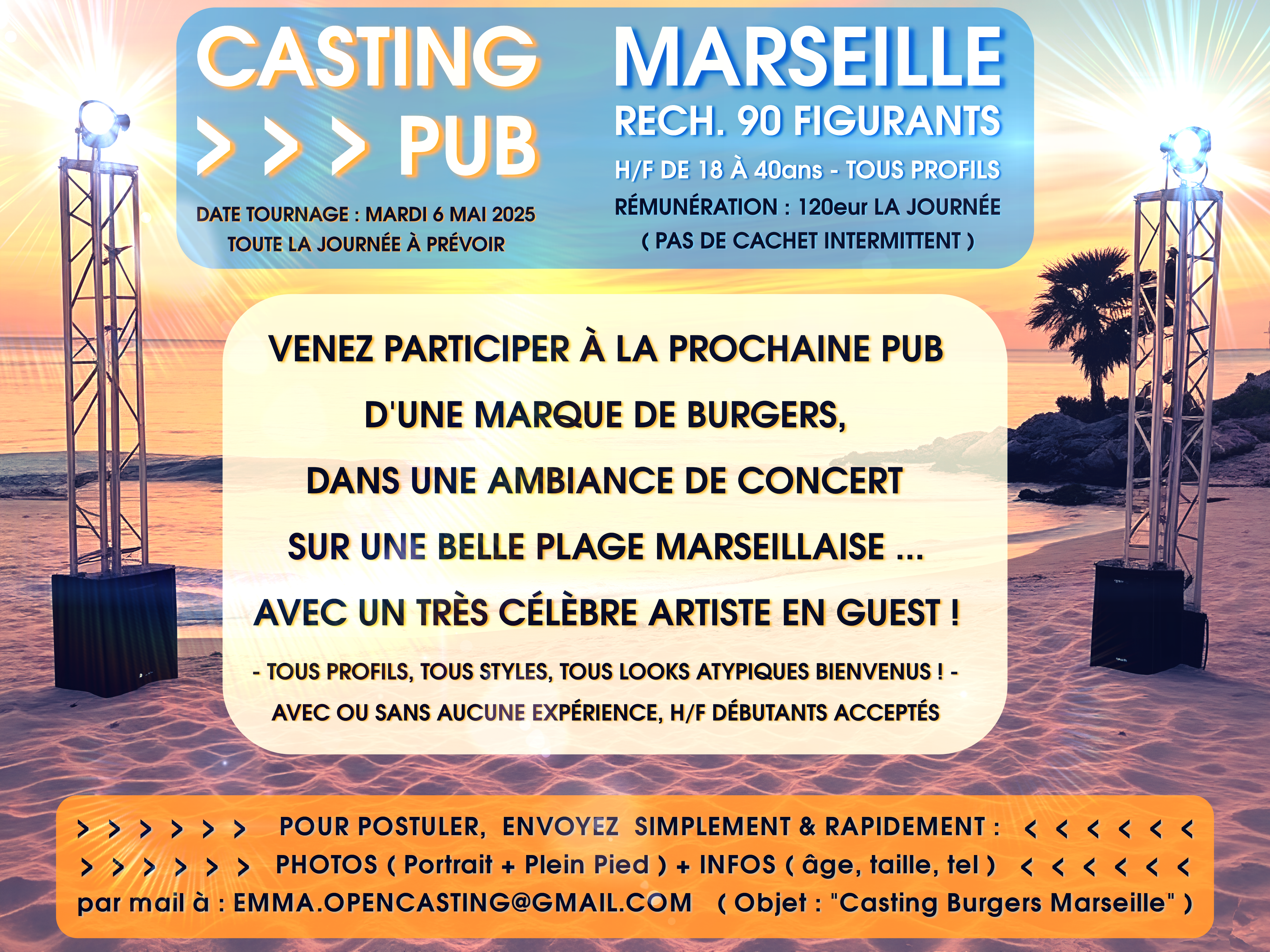 Casting 90 Figurants H/F pour le film publicitaire d&rsquo;une marque de Burgers