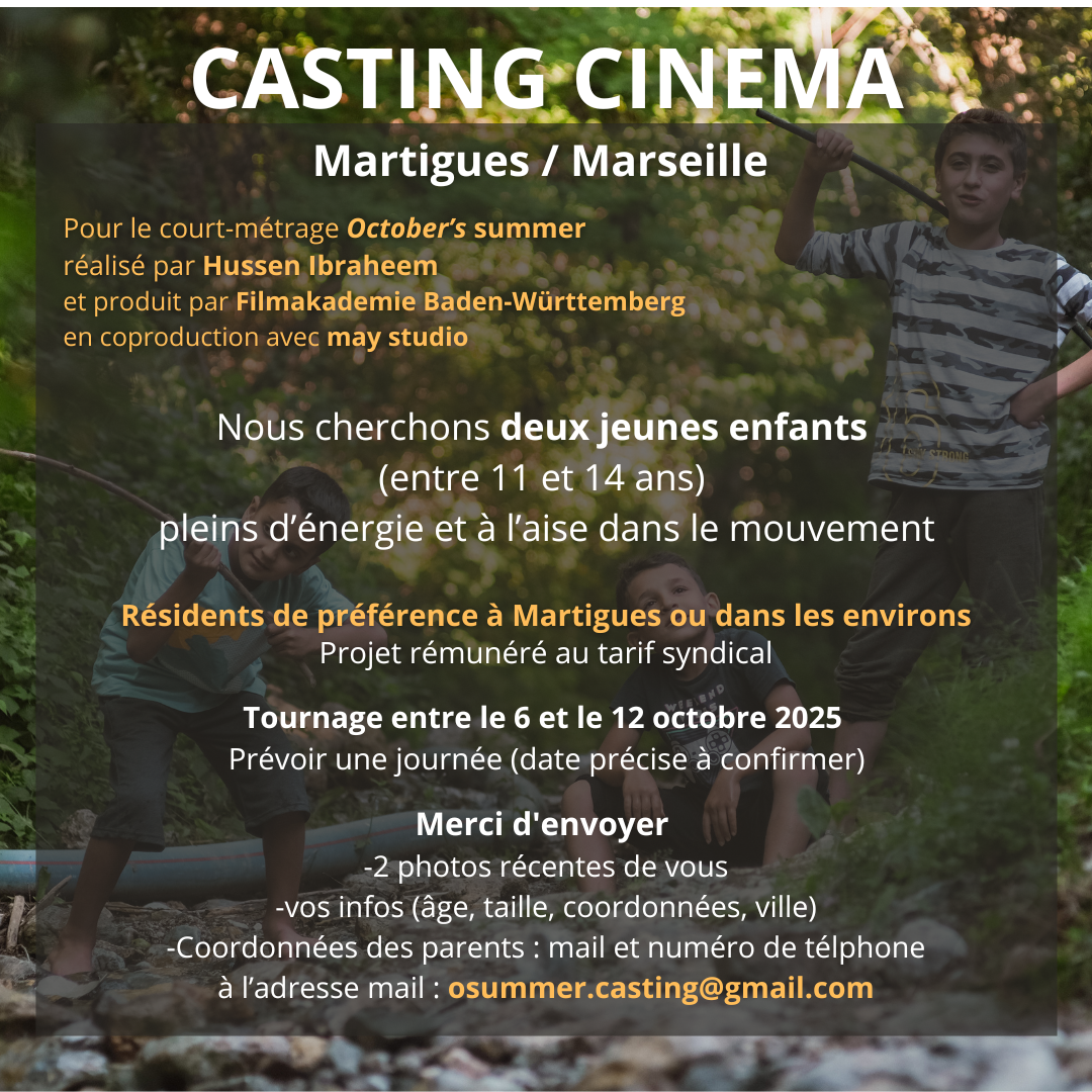 Casting enfants de 11 à 14 ans sur Martigues pour des rôles dans le Court métrage rémunéré O Summer