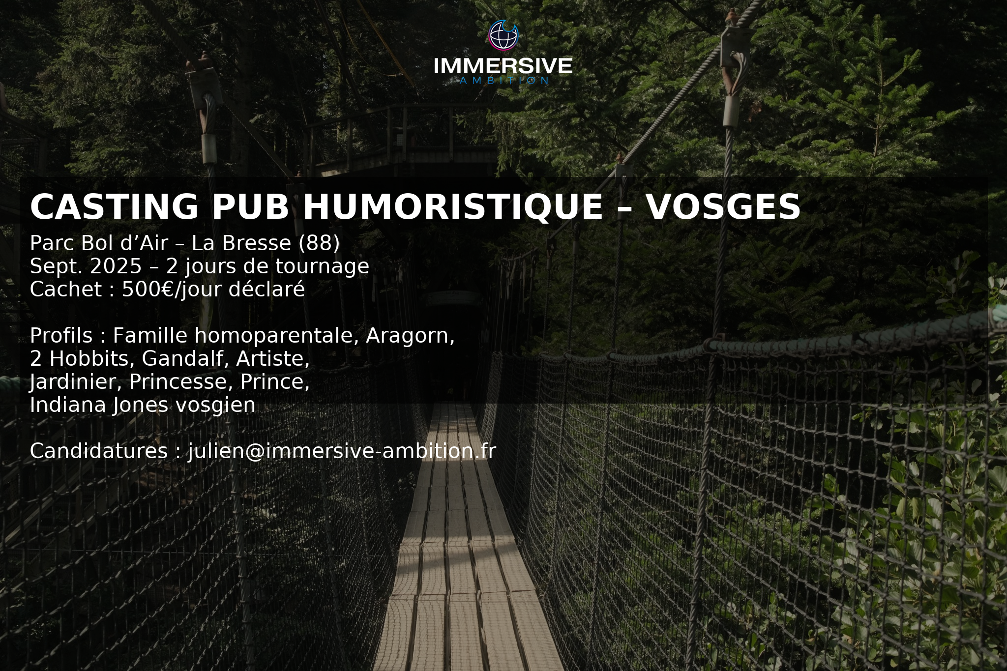 Casting comédiens H/F tous âges dans les Vosges pour le tournage d&rsquo;un film publicitaire humoristique