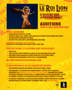 Audition chanteur pour le rôle du Roi Lion