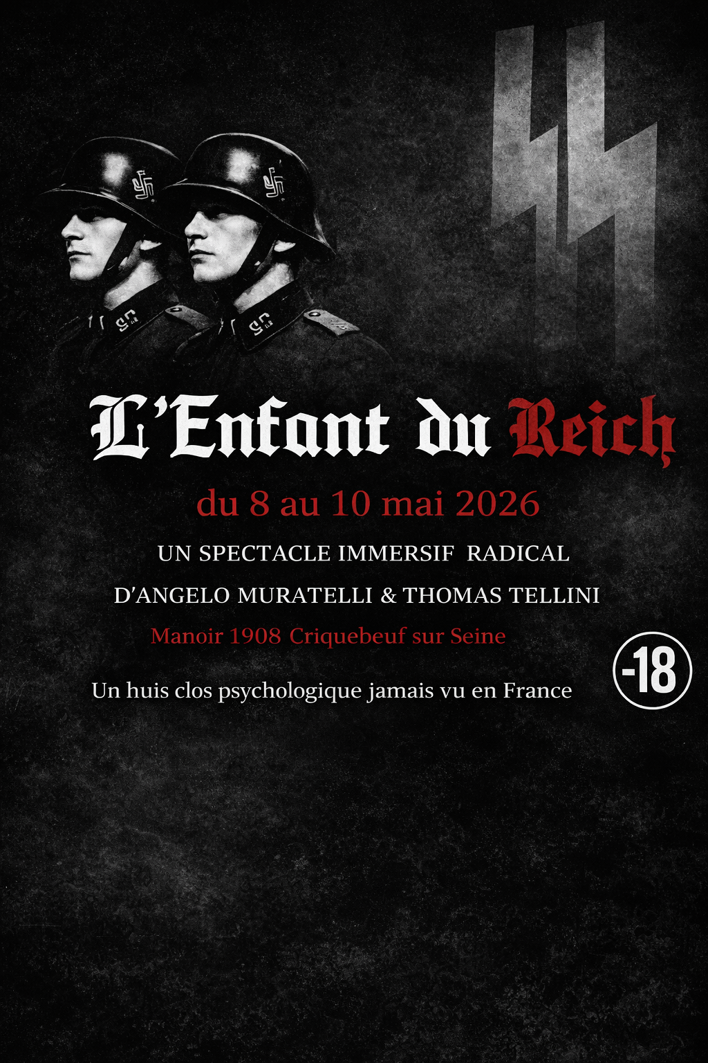 Casting comédienne brune de 25 à 35 ans pour un rôle dans le spectacle « L&rsquo;enfant du Reich » en ?Normandie
