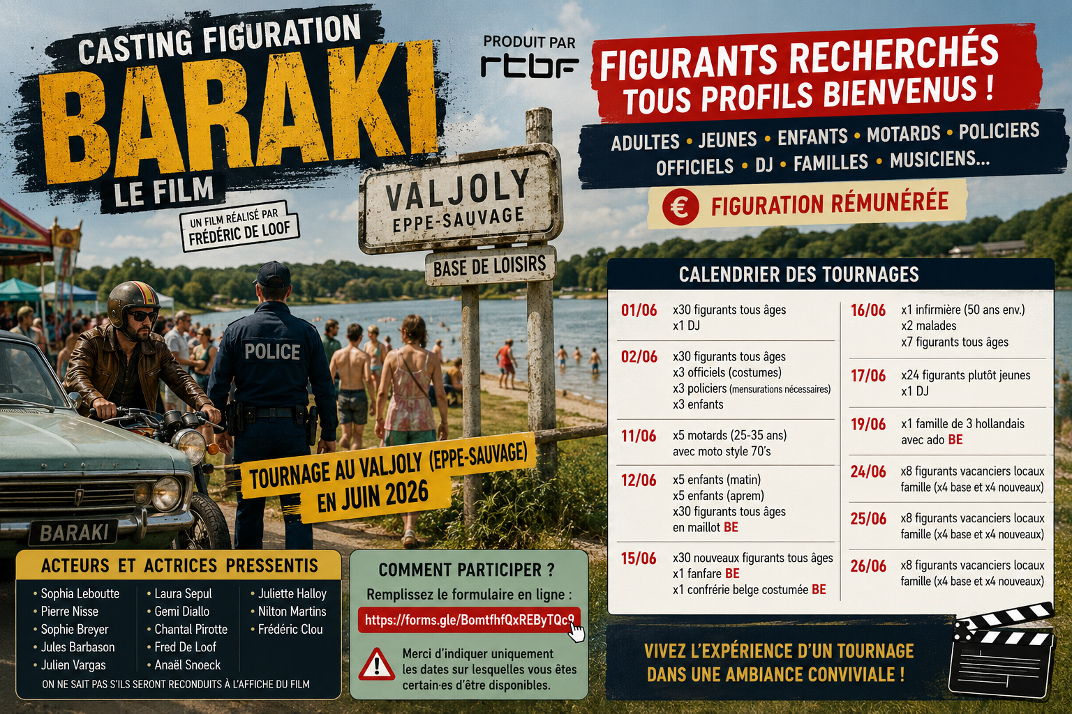 Casting figurants pour le film Baraki de Frédéric de Loof tourné au Val Joly