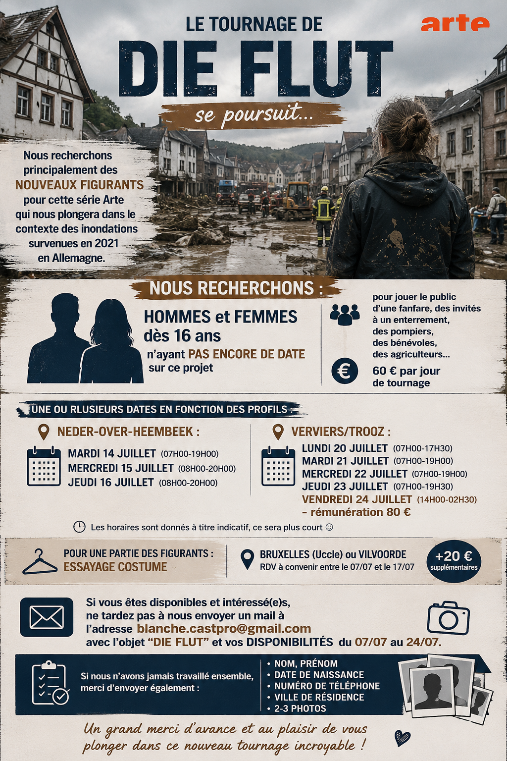 Casting figurants à Bruxelles en Belgique pour la série Die Flut pour Arte