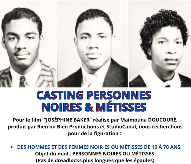 Casting figurants de 16 à 70 ans pour le film Biopic sur Joséphine Baker