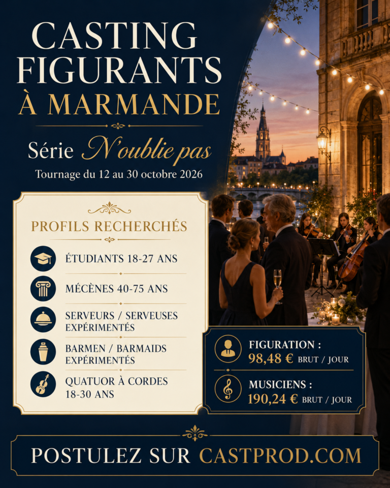 Casting figurants à Marmande pour la série N'oublie pas de 18 à 75 ans dans le Lot-et-Garonne