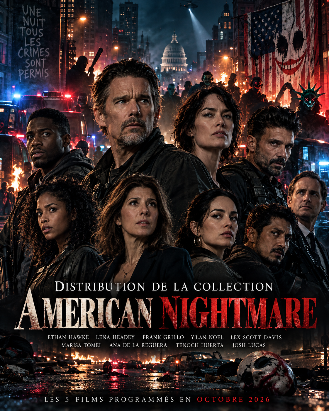 Quelle est la distribution de la collection American Nightmare : acteurs et personnages des cinq films