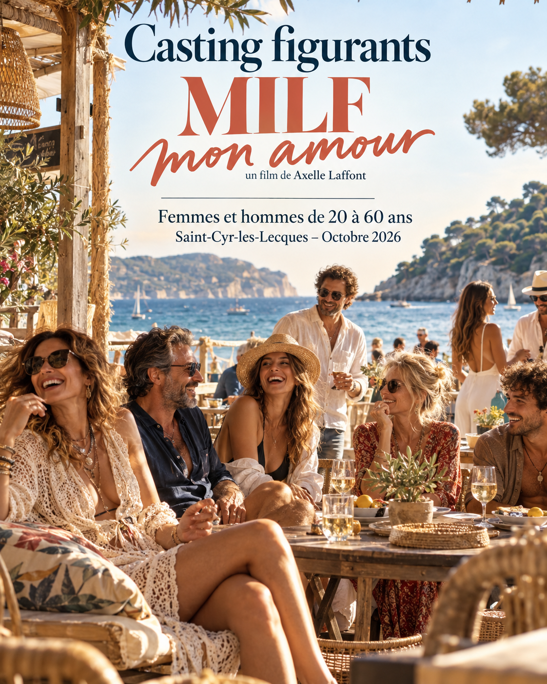 Casting figurants à Bandol : 30 passants pour MILF mon amour le 12 octobre