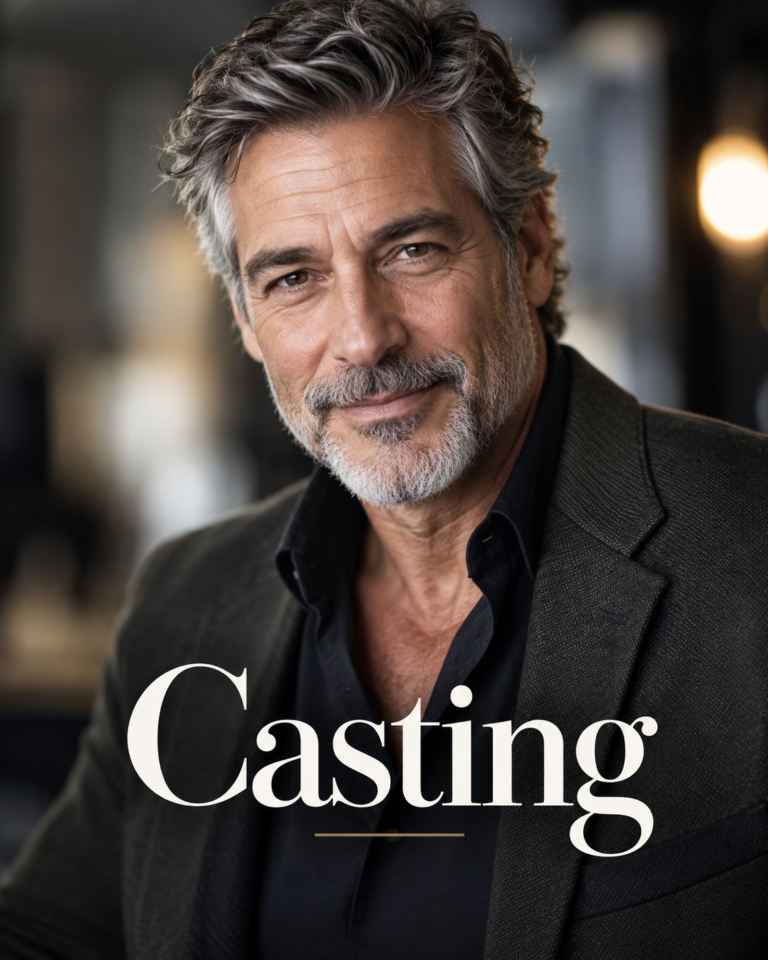 Casting homme aux cheveux poivre et sel