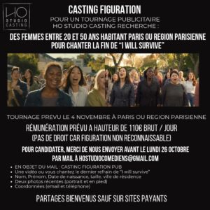 Casting chanteuses en figuration publicité Paris