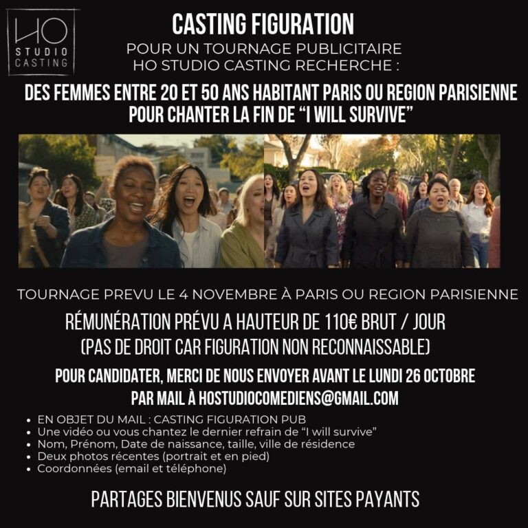 Casting chanteuses en figuration publicité Paris