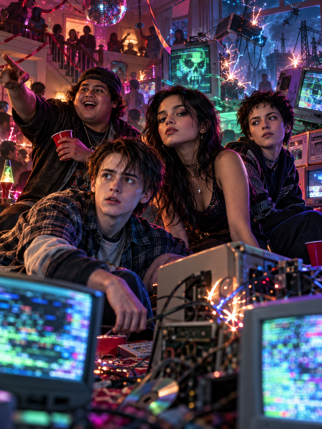 Casting et distribution du film Y2K : acteurs, personnages et panique au passage à l&rsquo;an 2000
