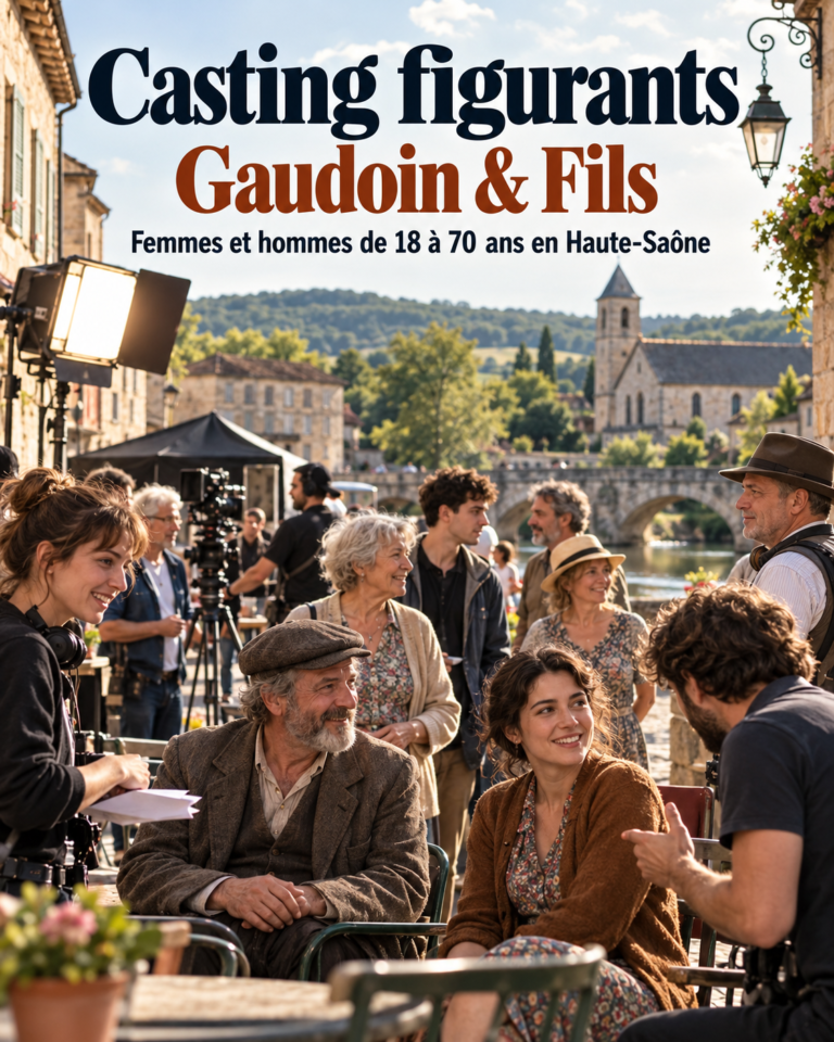 Casting figurants Gaudoin et Fils : femmes et hommes de 18 à 70 ans recherchés en Haute-Saône pour un tournage de long métrage.