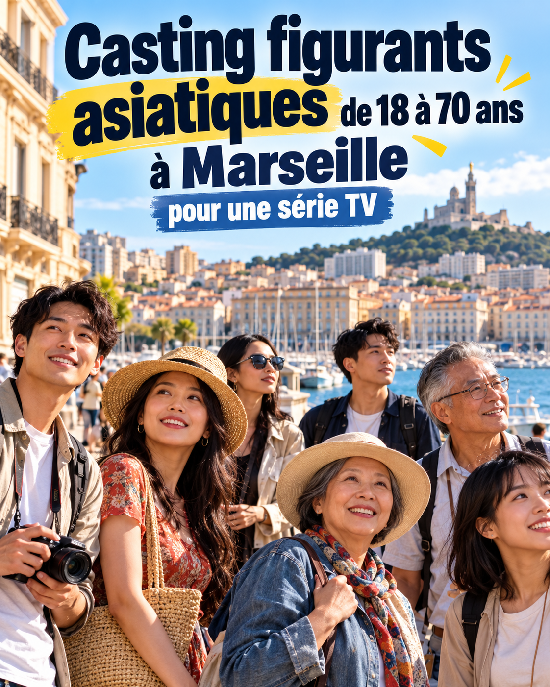Casting figurants à Marseille : figurants typés asiatiques de 18 à 70 ans pour une série télévisée